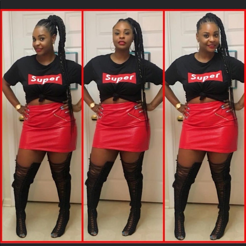 Red faux leather skirt size 1X